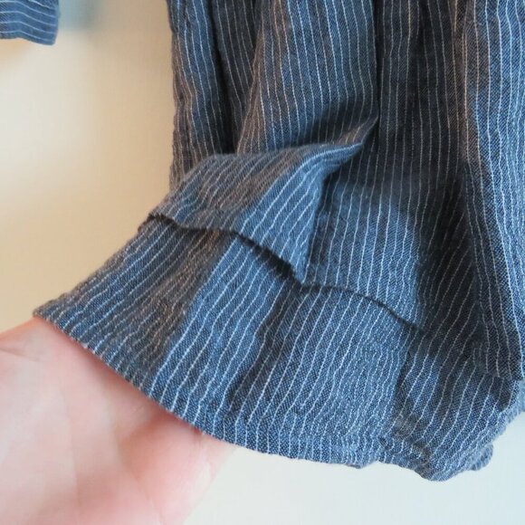 RAILS Juliette Salem Stripe Blue Linen Blend Tunic Mini Ruffle Dress - Size M - Picture 7 of 15